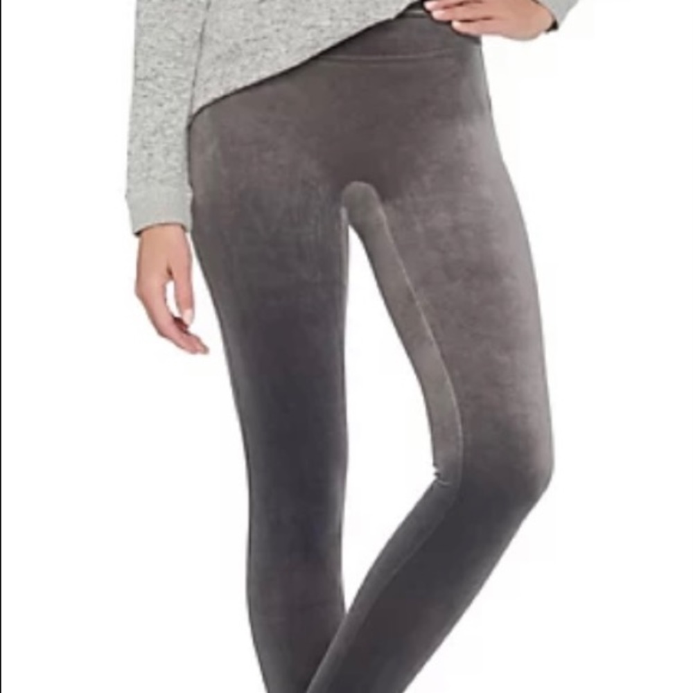Spanx Velvet Leggings silver chrome gray